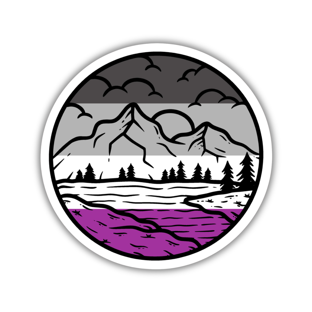 Asexual Pride Mountainscape Flag Sticker