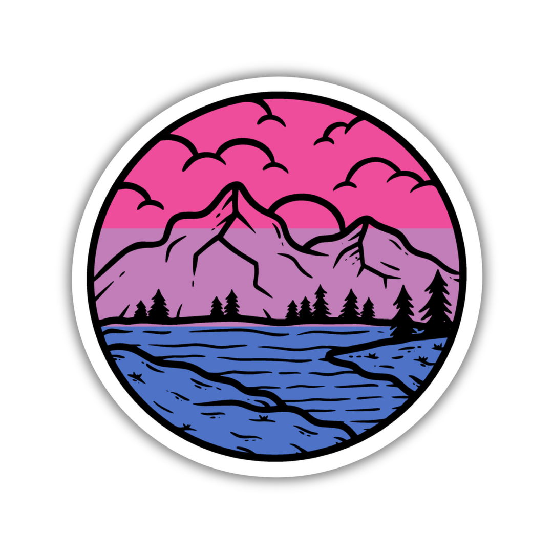 Bisexual Pride Mountainscape Flag Sticker