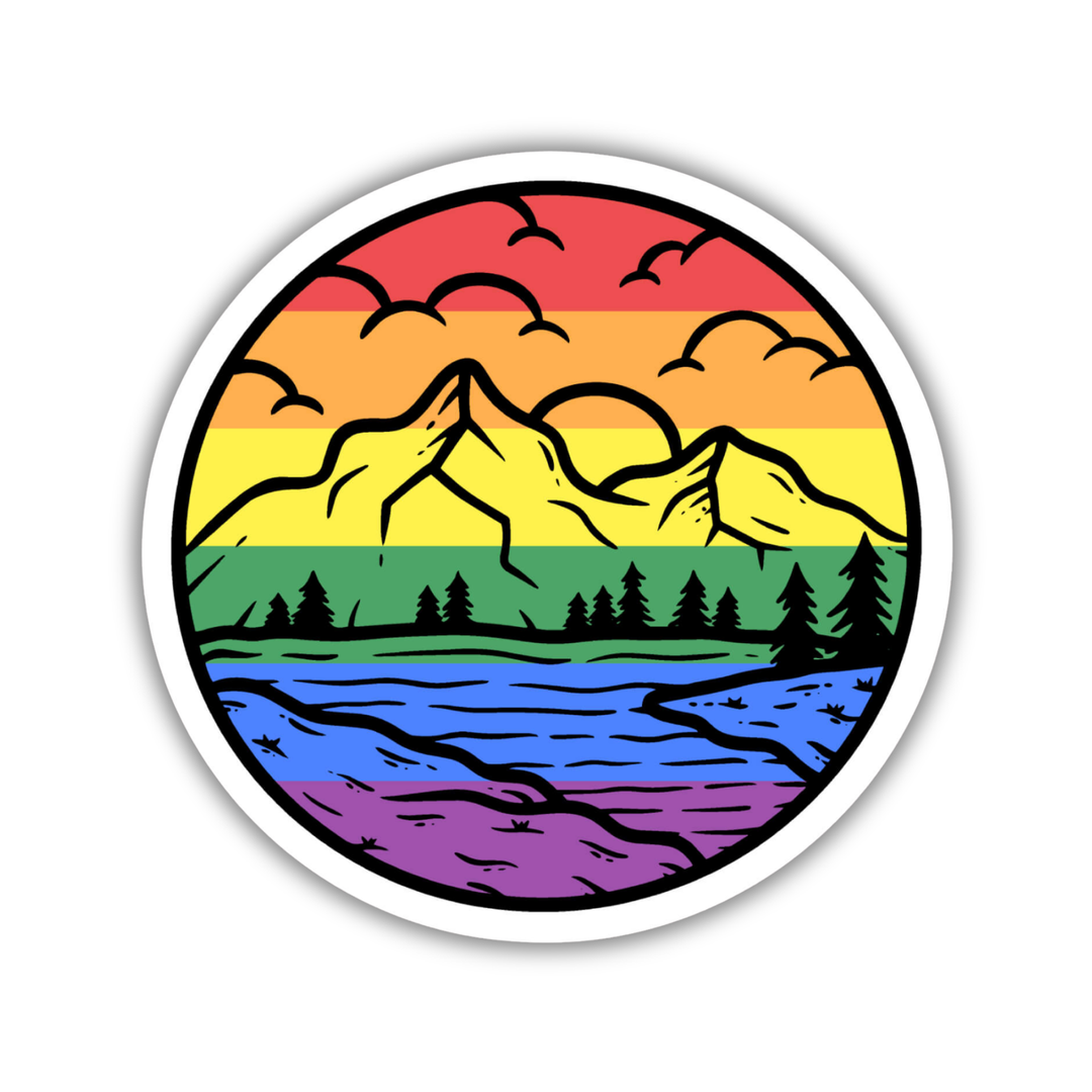Gay Pride Mountainscape Flag Sticker
