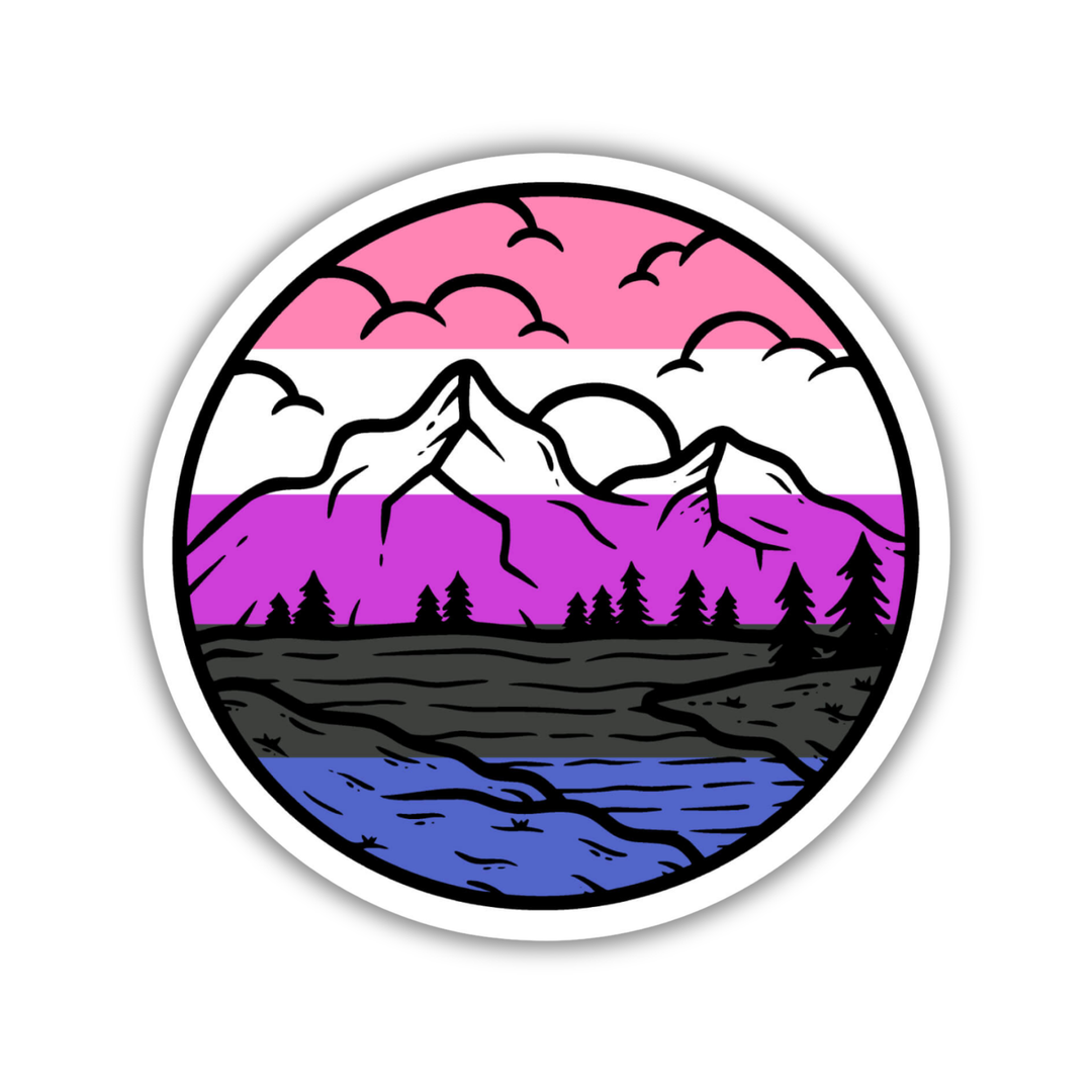 Gender Fluid Pride Mountainscape Flag Sticker