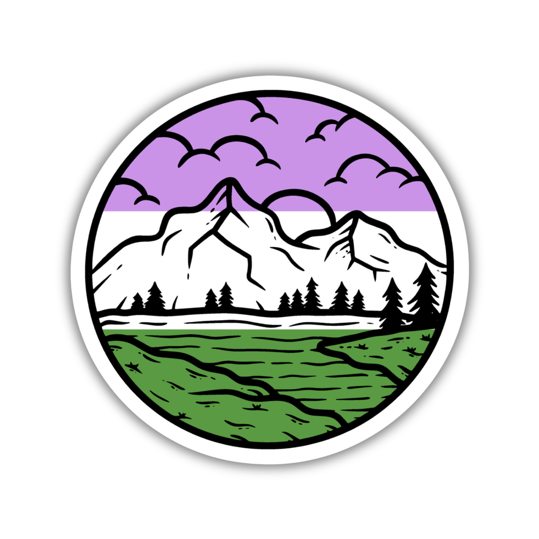 Gender Queer Pride Mountainscape Flag Sticker