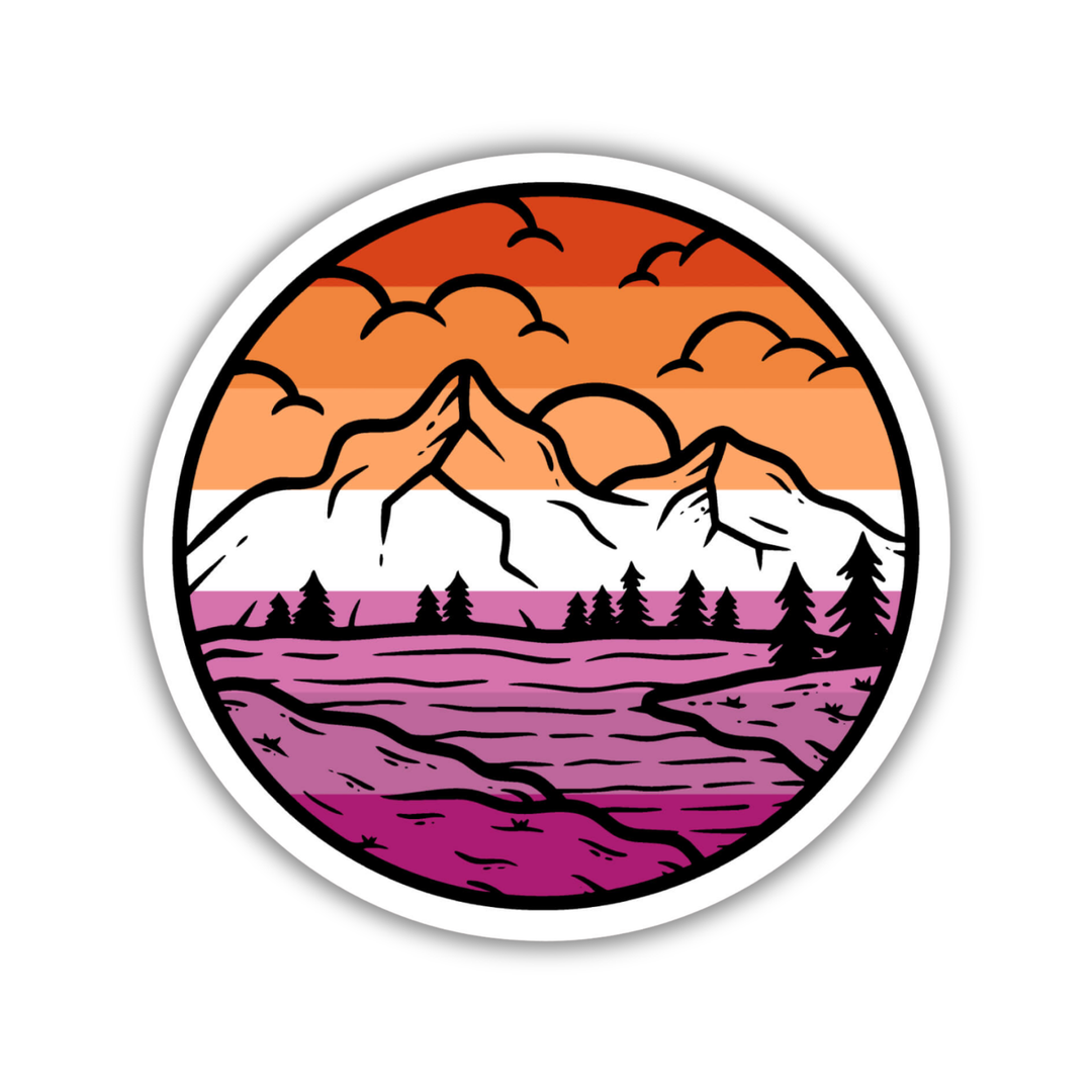 Lesbian Pride Mountainscape Flag Sticker