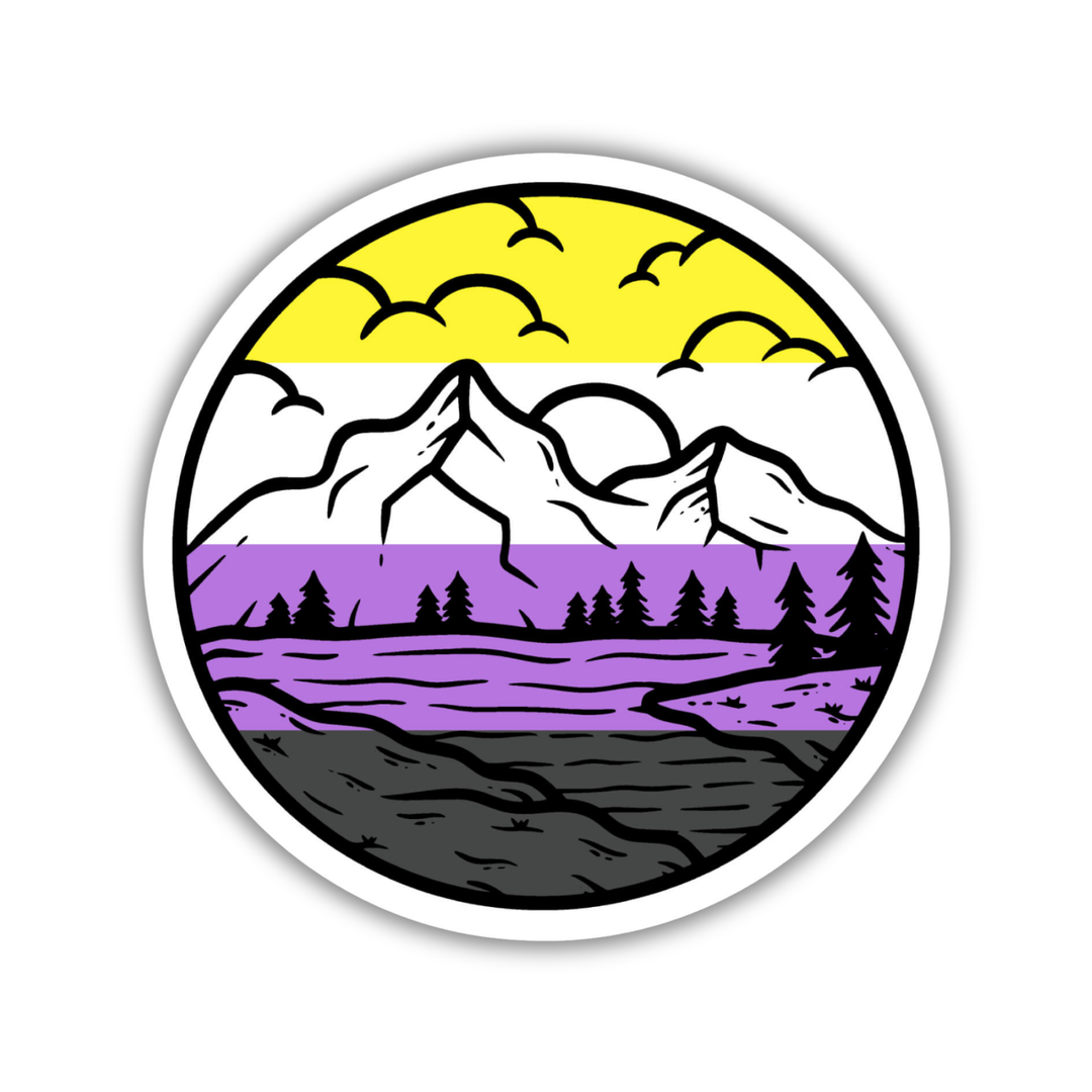 Nonbinary Pride Mountainscape Flag Sticker