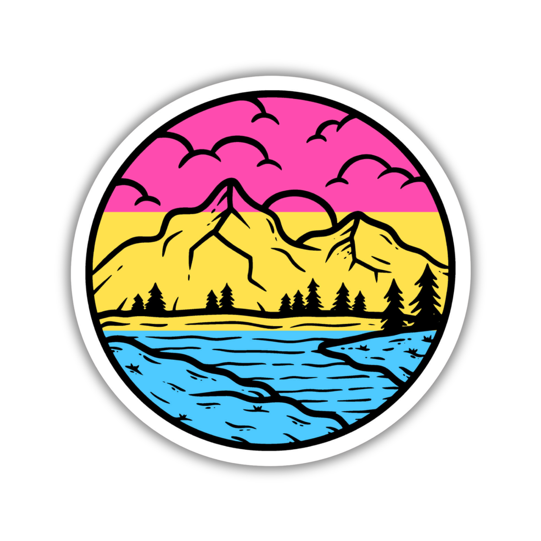 Pansexual Pride Mountainscape Flag Sticker