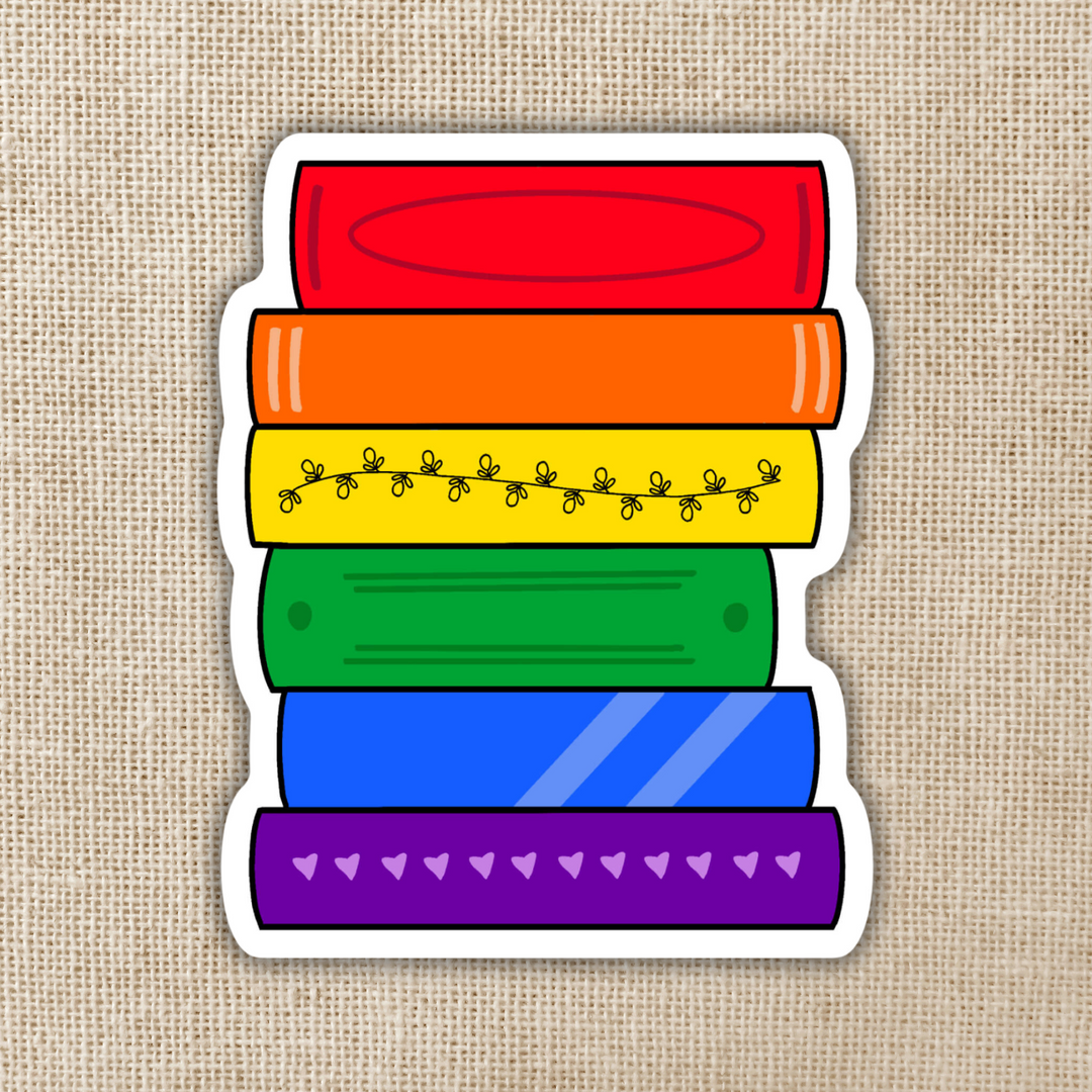 Gay Pride Flag Book Stack Sticker