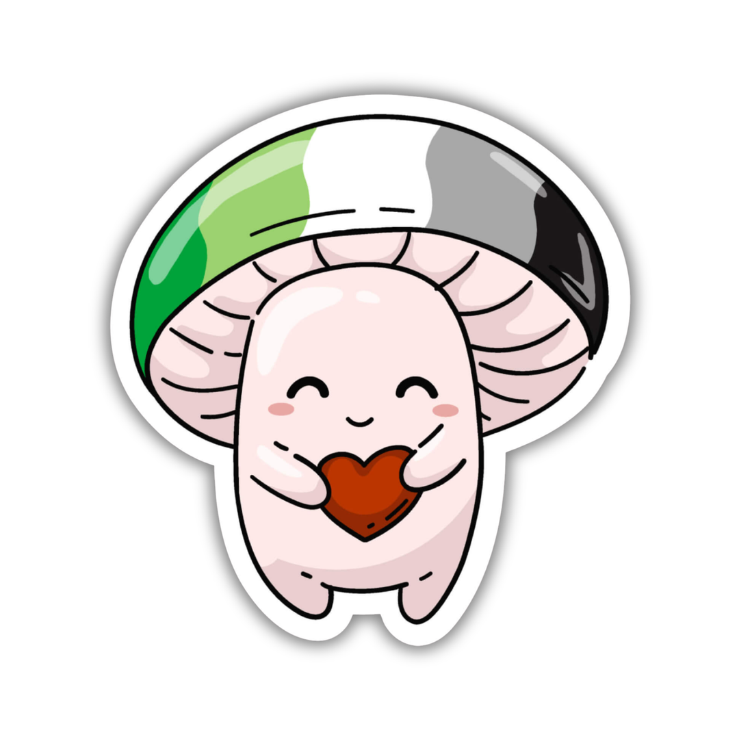 Aromantic Pride Flag Mushroom Sticker