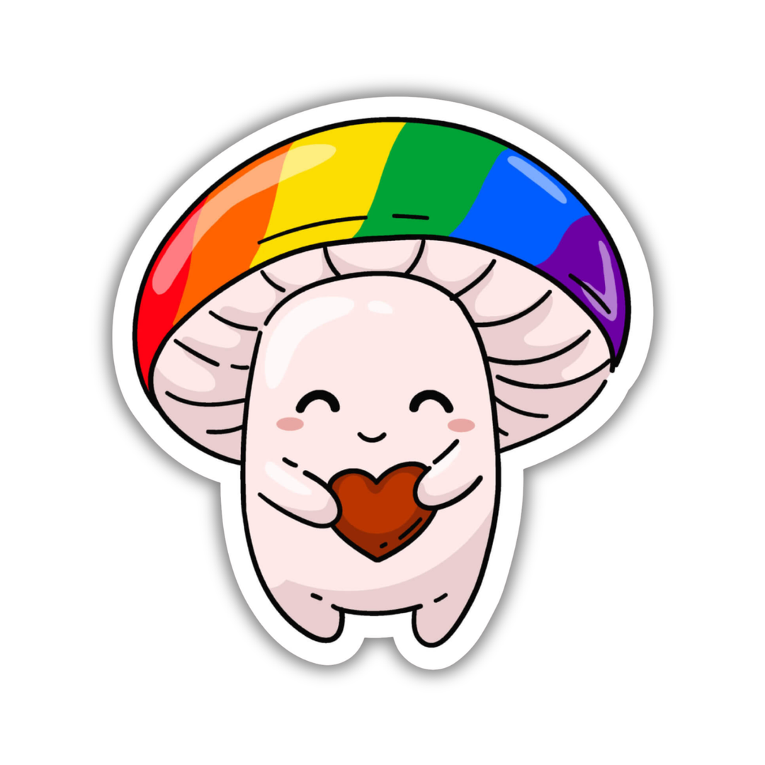 Gay Pride Flag Mushroom Sticker