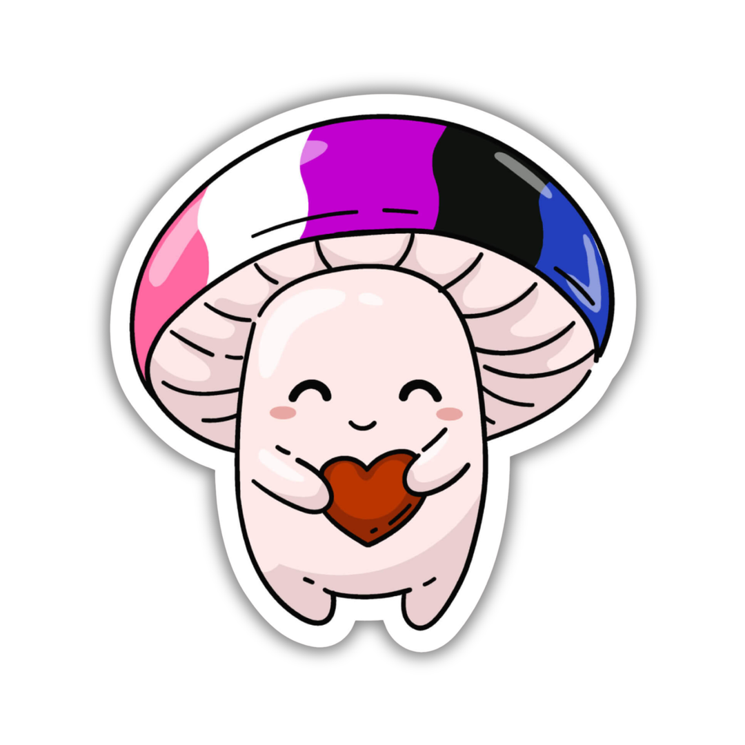 Gender Fluid Pride Flag Mushroom Sticker