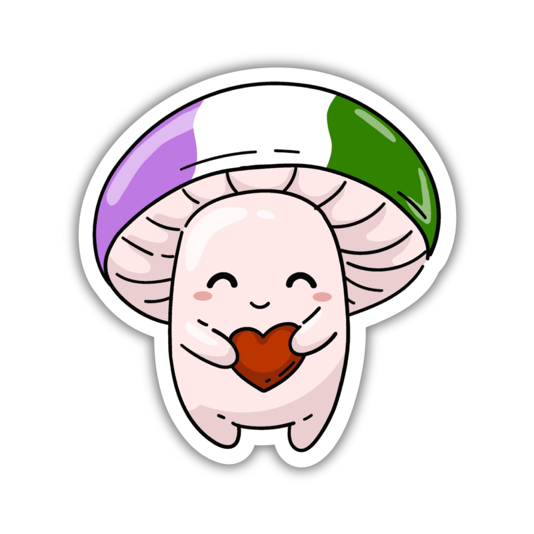 Gender Queer Pride Flag Mushroom Sticker
