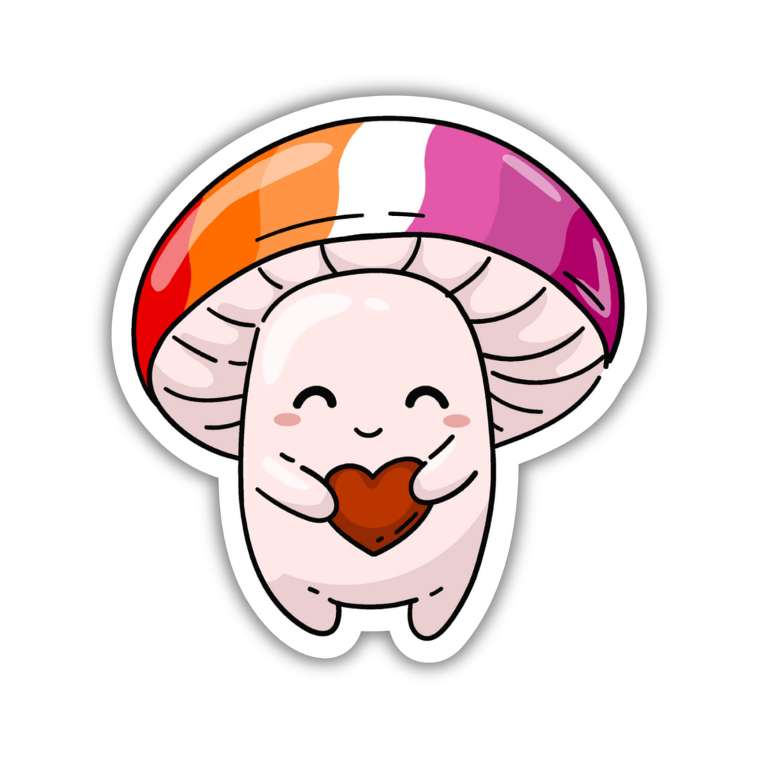 Lesbian Pride Flag Mushroom Sticker
