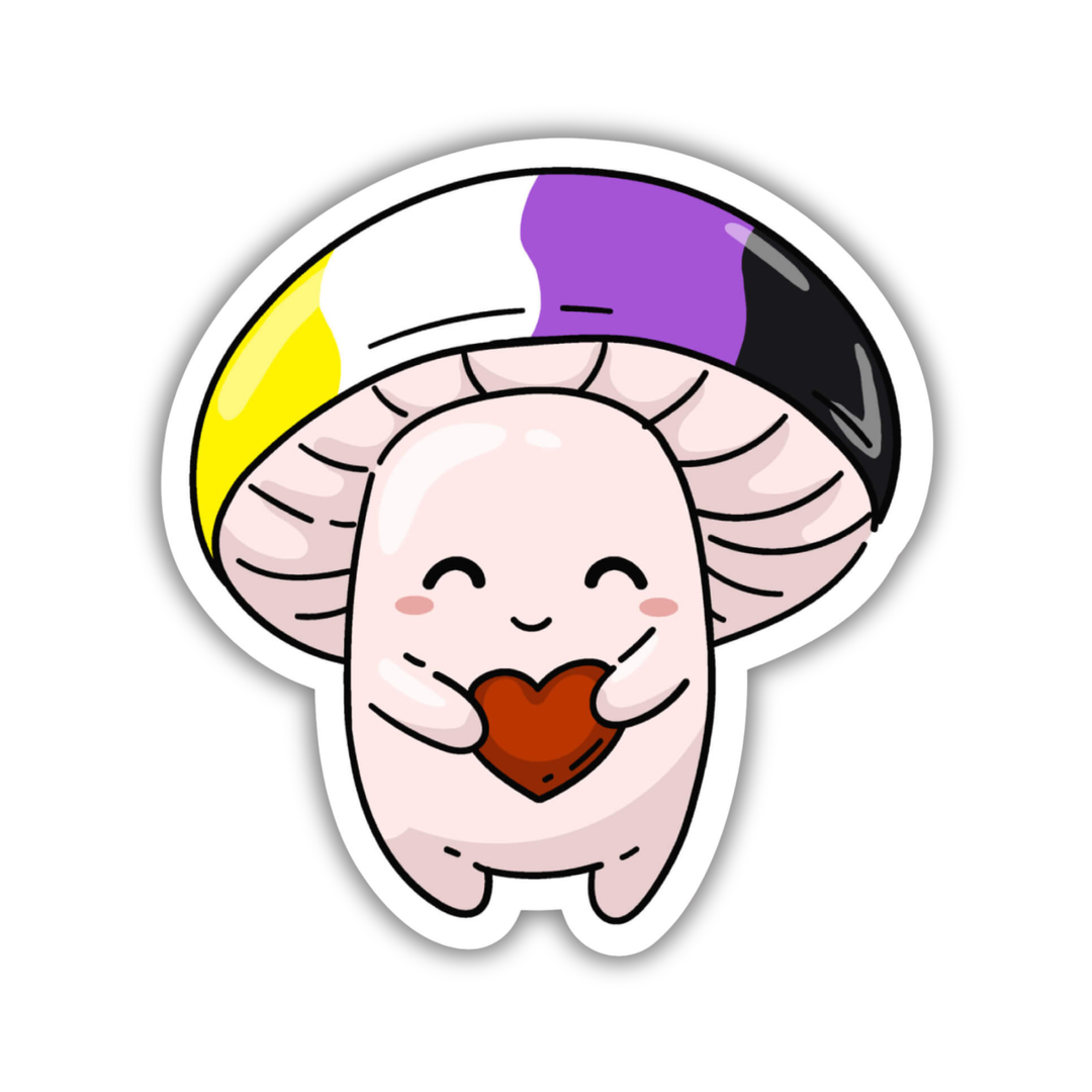 Nonbinary Pride Flag Mushroom Sticker