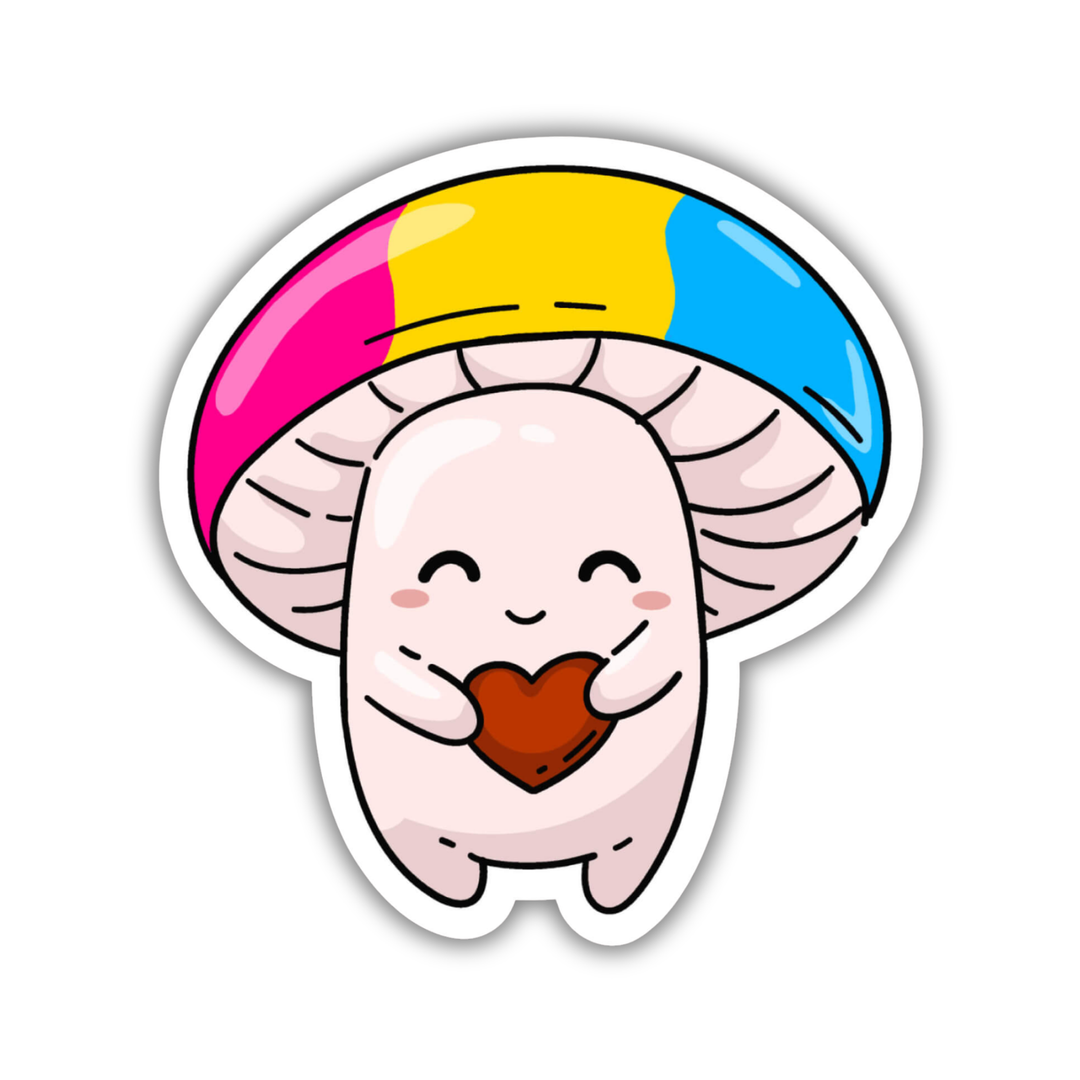 Pansexual Pride Flag Mushroom Sticker