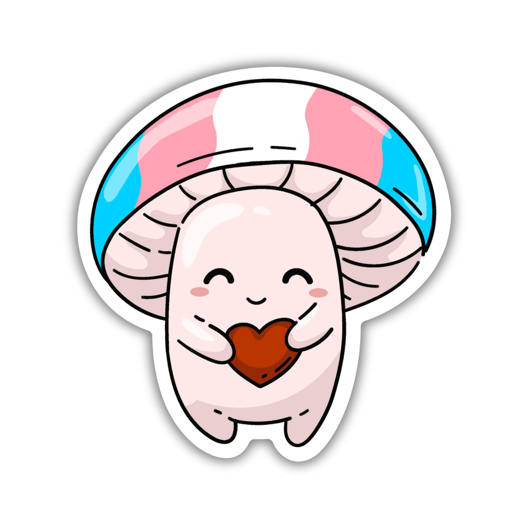 Transgender Pride Flag Mushroom Sticker