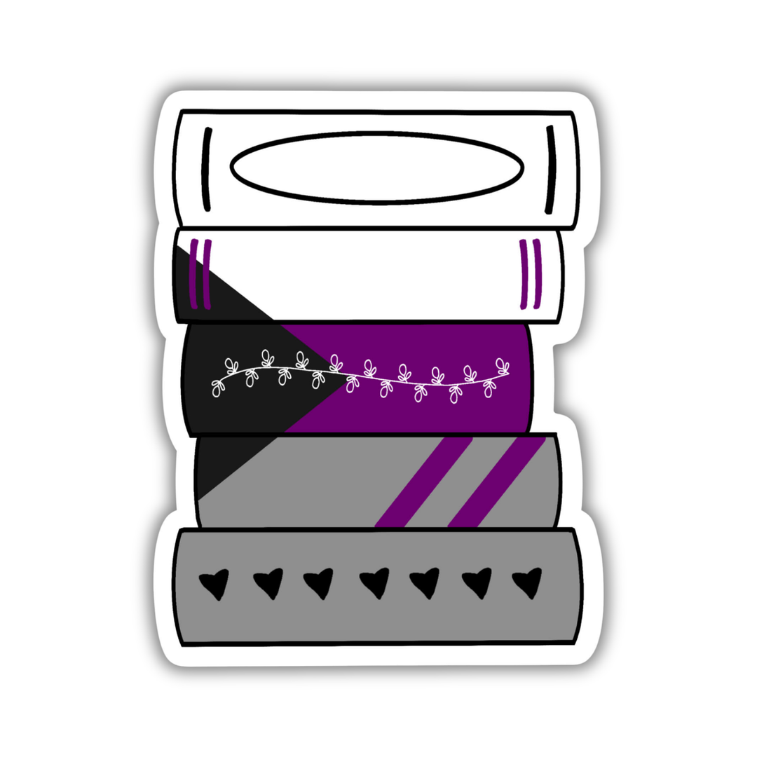 Demisexual Pride Flag Book Stack Sticker