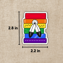 Load image into Gallery viewer, Two-Spirit Pride Flag Book Stack Sticker
