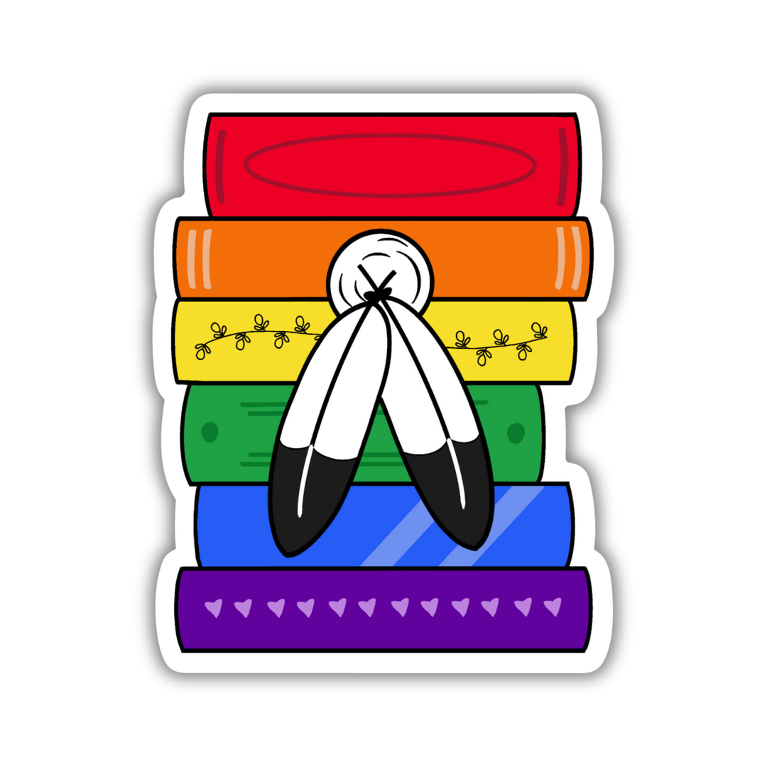 Two-Spirit Pride Flag Book Stack Sticker