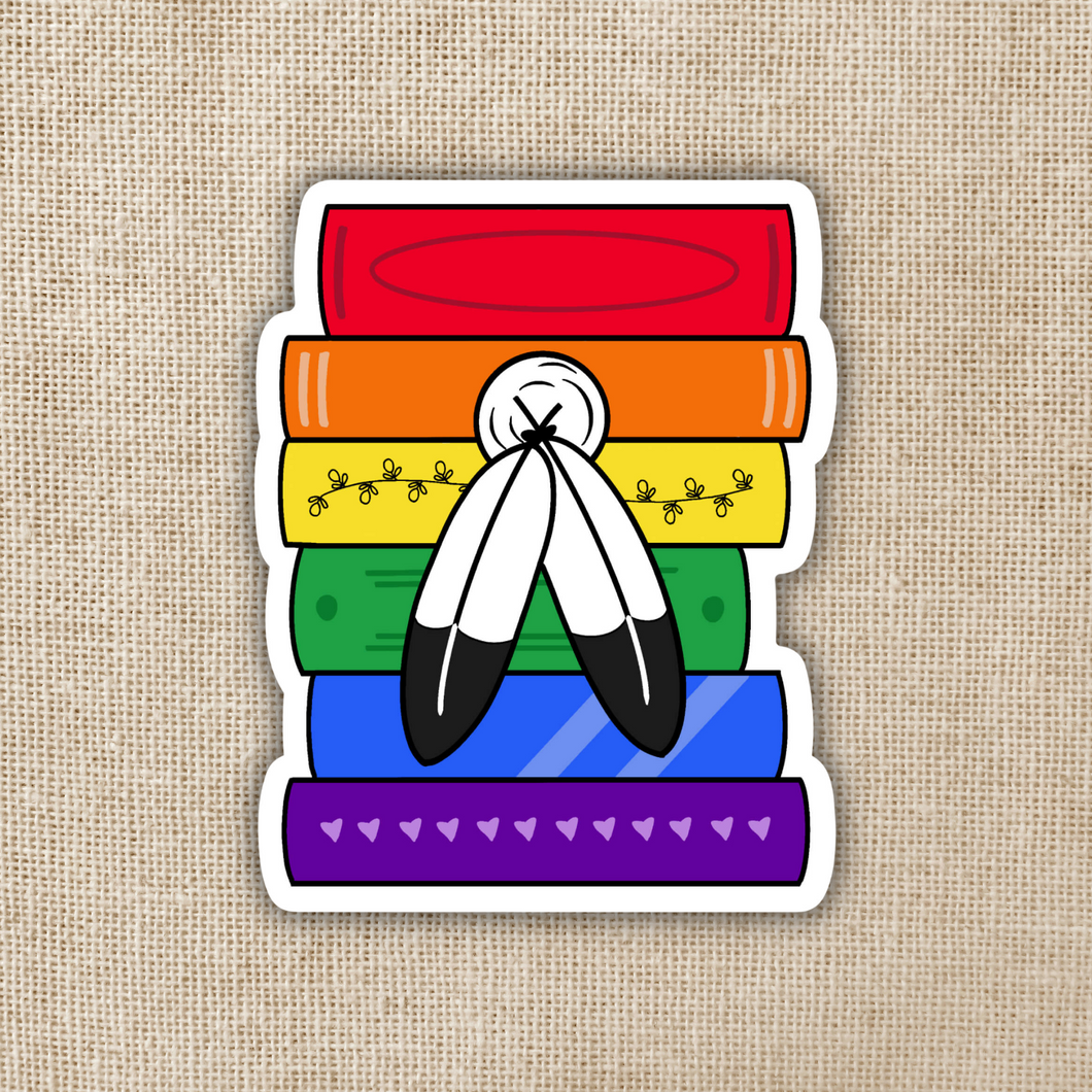 Two-Spirit Pride Flag Book Stack Sticker