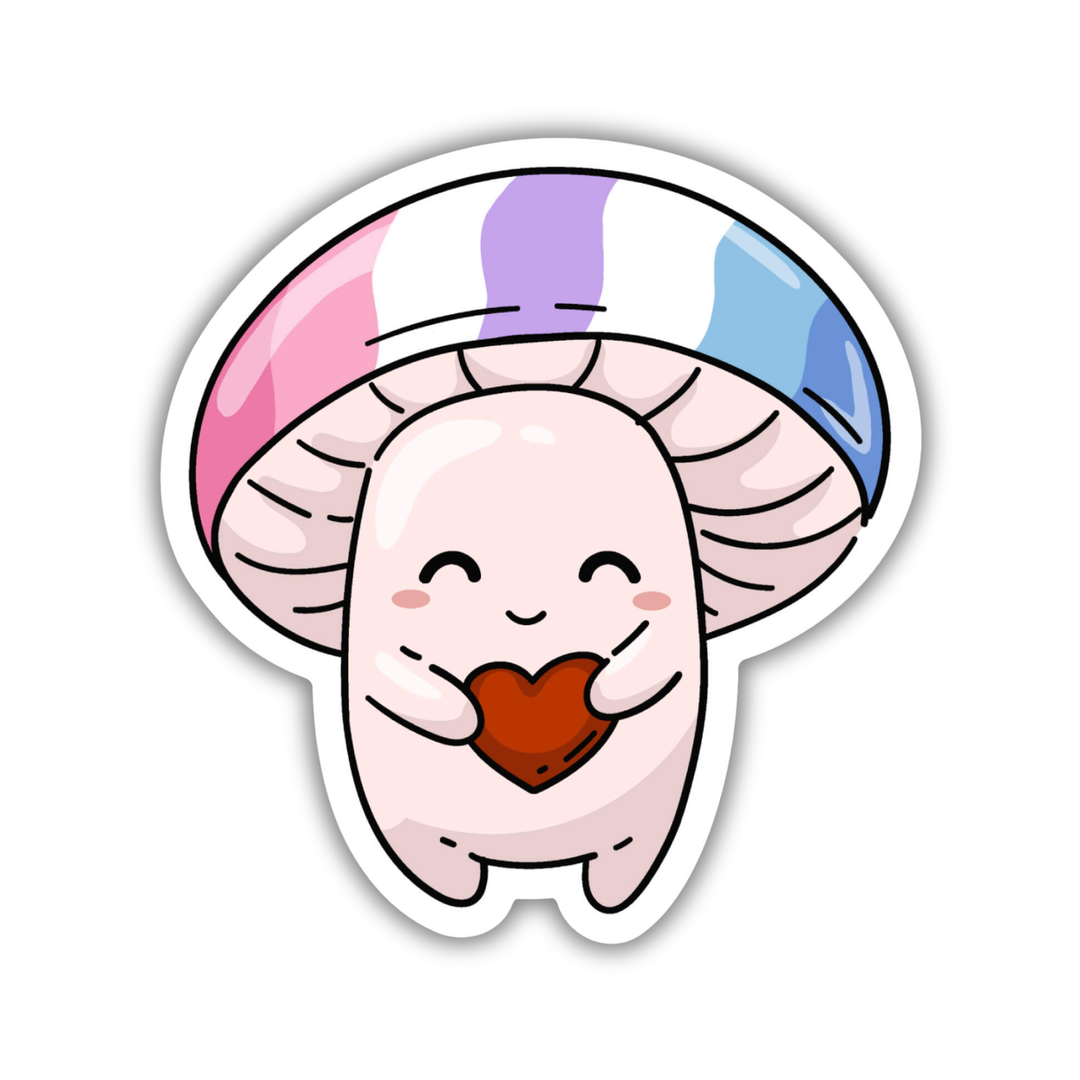 Bigender Pride Flag Mushroom Sticker