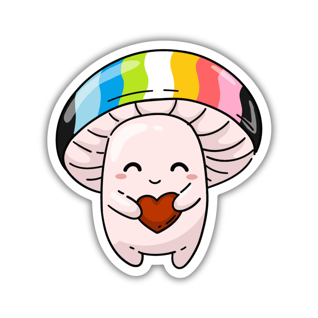 Queer Pride Flag Mushroom Sticker