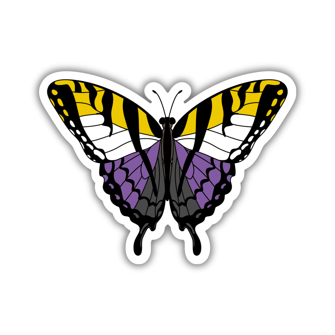 Nonbinary Pride Butterfly Sticker