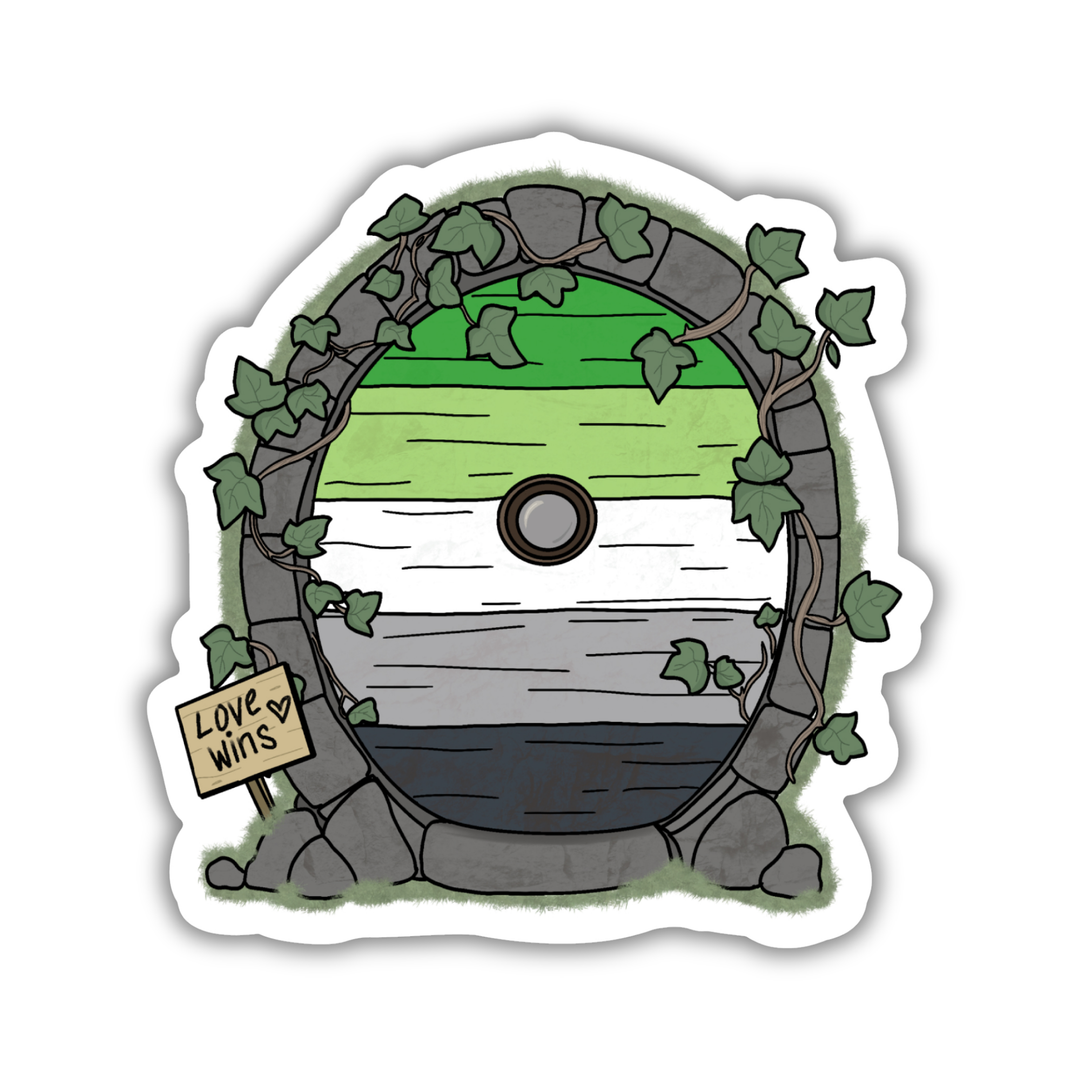 Aromantic Pride Fairy Door Sticker