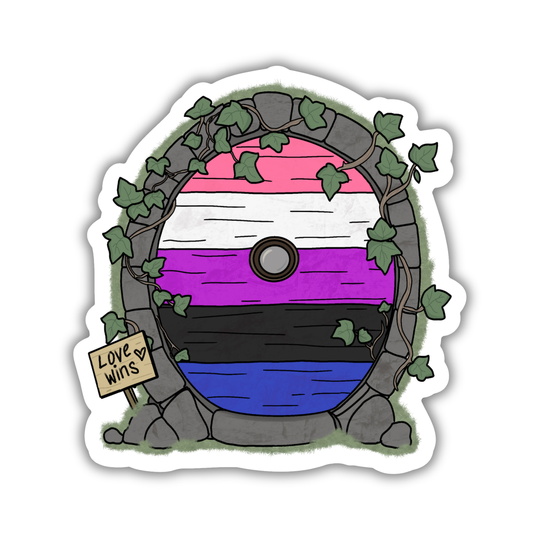 Gender Fluid Pride Fairy Door Sticker