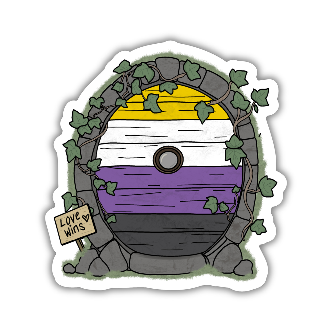 Nonbinary Pride Fairy Door Sticker
