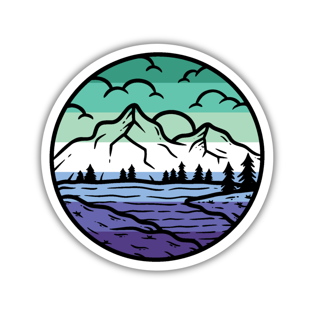 Gay Men Pride Mountainscape Flag Sticker