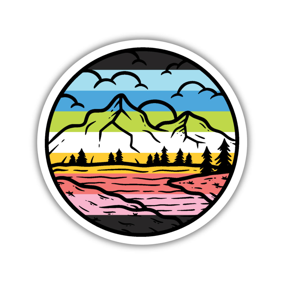 Queer Pride Mountainscape Flag Sticker