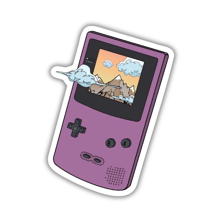 Gameboy With Mountainscape Screen Sticker