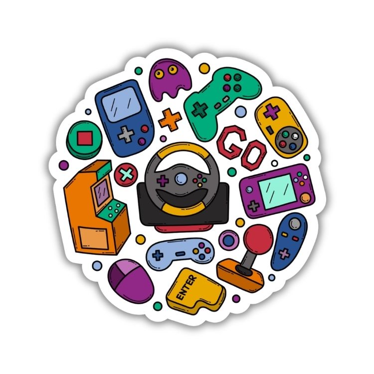 Gamer Accessories Doodle Sticker
