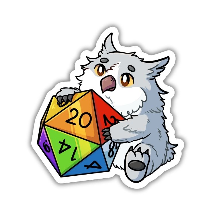 Owlbear with D20 Sticker