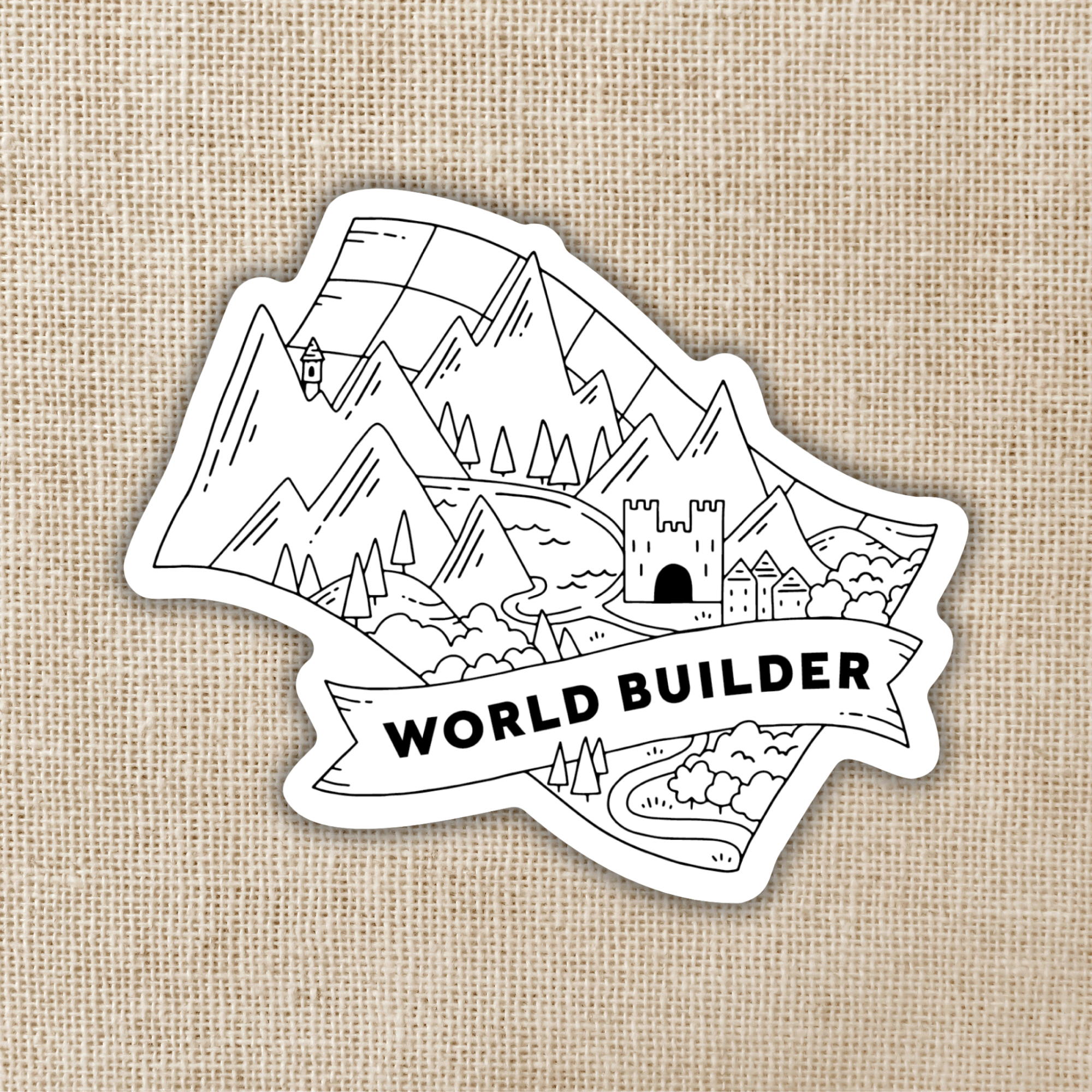 World Builder Black & White Sticker | Kingdom of Threads