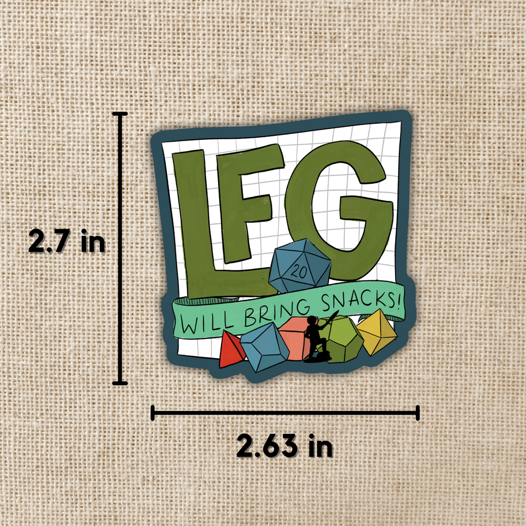 LFG (Will Bring Snacks) TTRPG Sticker