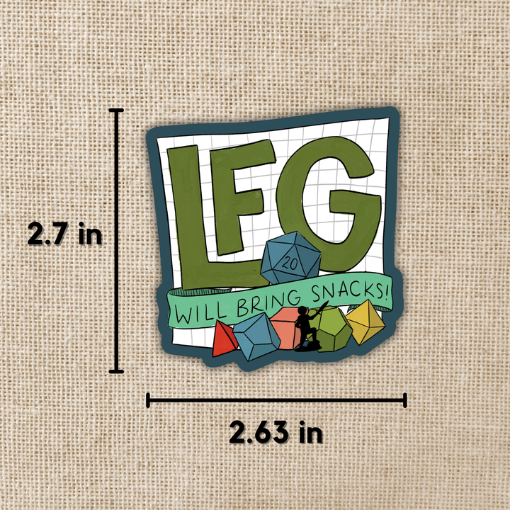 LFG (Will Bring Snacks) TTRPG Sticker