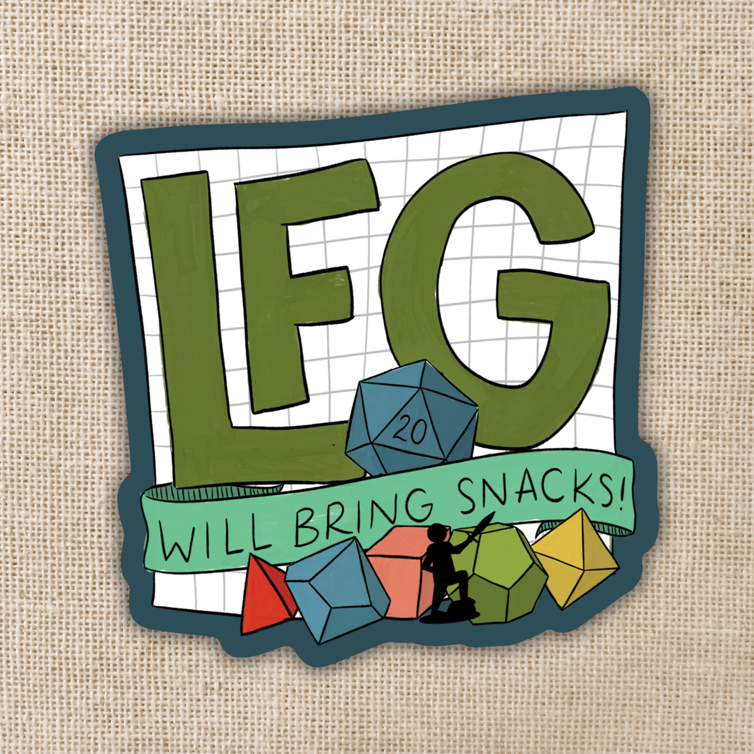 LFG (Will Bring Snacks) TTRPG Sticker