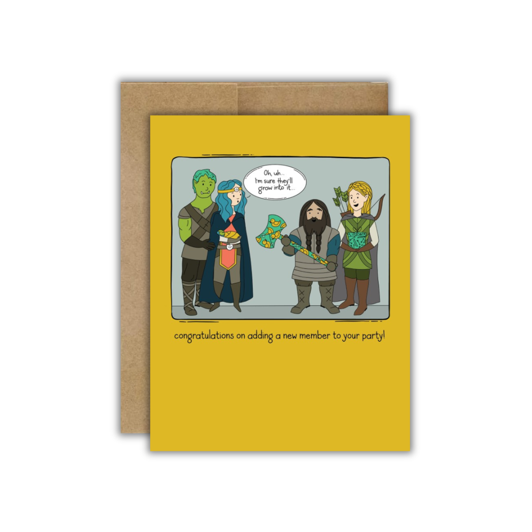 New Party Member - TTRPG Congratulations Card