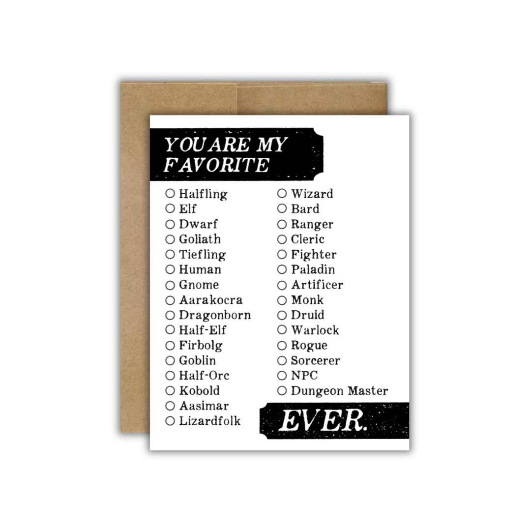 Pick Your Favorite Class - TTRPG Friendship Card