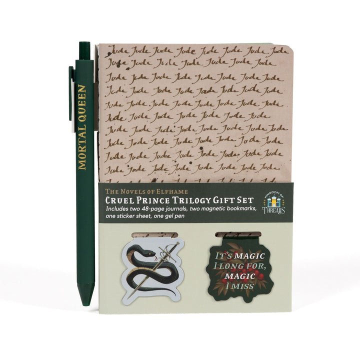  Boxed gift set: 'Jude Jude Jude' A6 journal & pen with 2 magnetic bookmarks: Serpent King Cardan & 'It’s magic I long for, magic I miss.'
