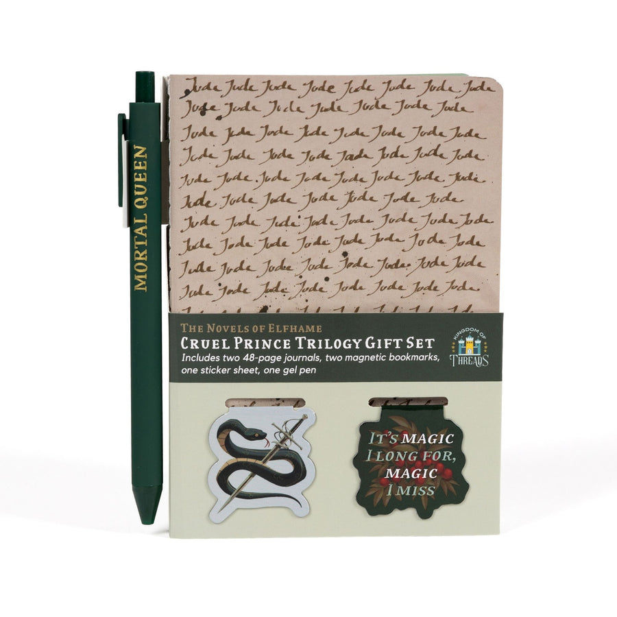  Boxed gift set: 'Jude Jude Jude' A6 journal & pen with 2 magnetic bookmarks: Serpent King Cardan & 'It’s magic I long for, magic I miss.'
