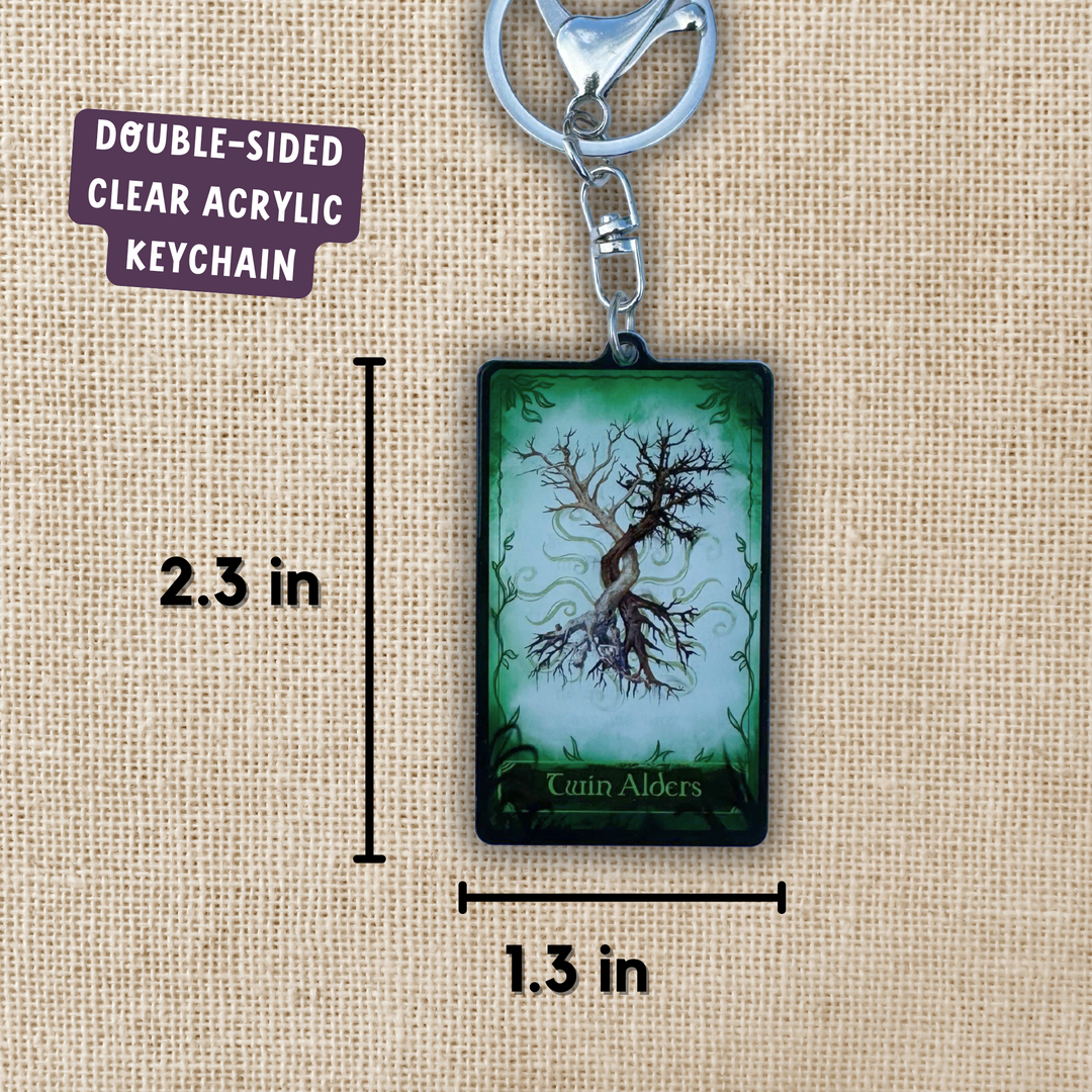 The Twin Alders Card Keychain | One Dark Window