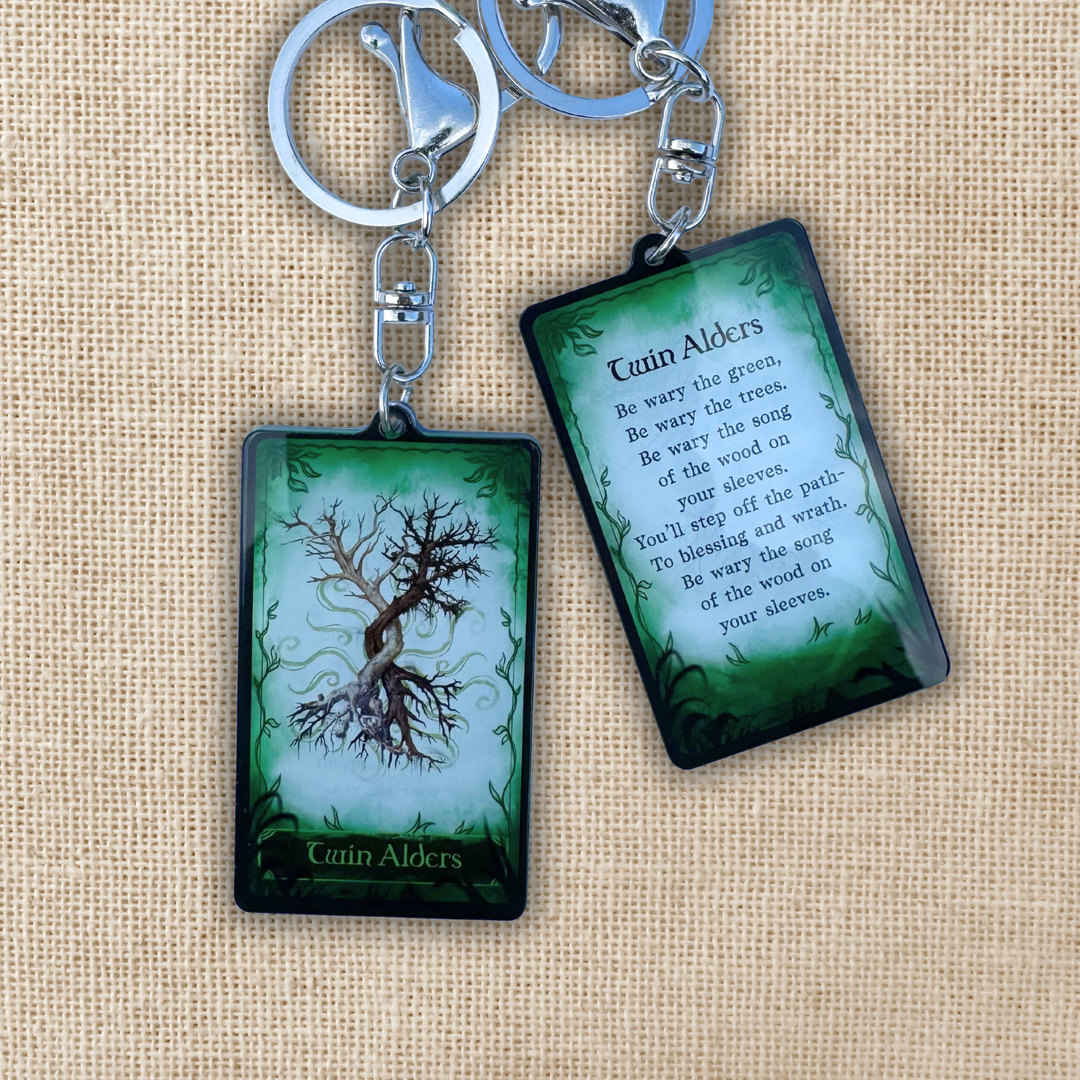 The Twin Alders Card Keychain | One Dark Window