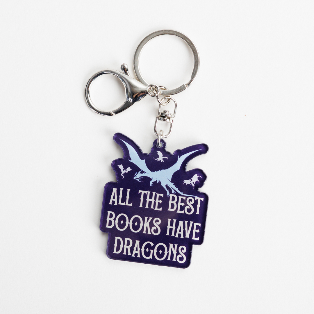 All the Best Books Have Dragons Keychain