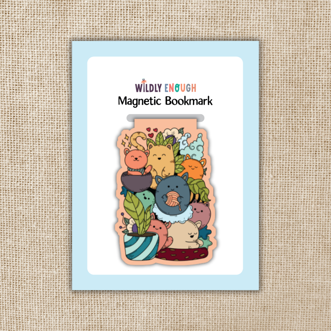 Happy Cat Pile Magnetic Bookmark
