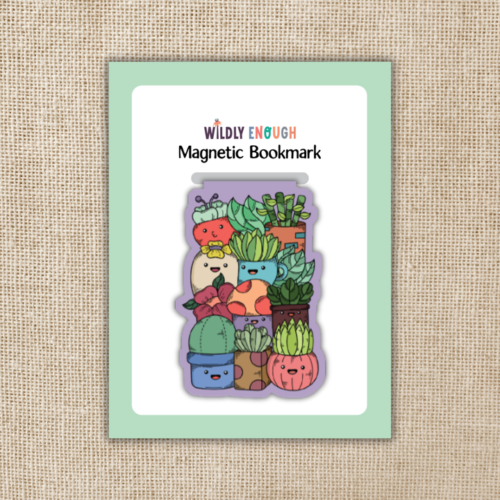 Happy Potted Plants Pile Magnetic Bookmark