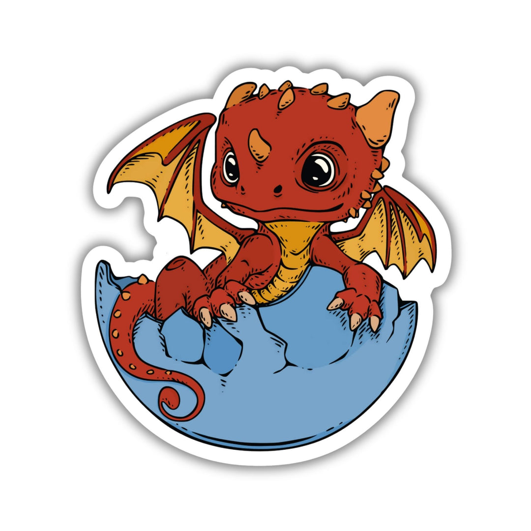Red Hatching Baby Dragon Sticker