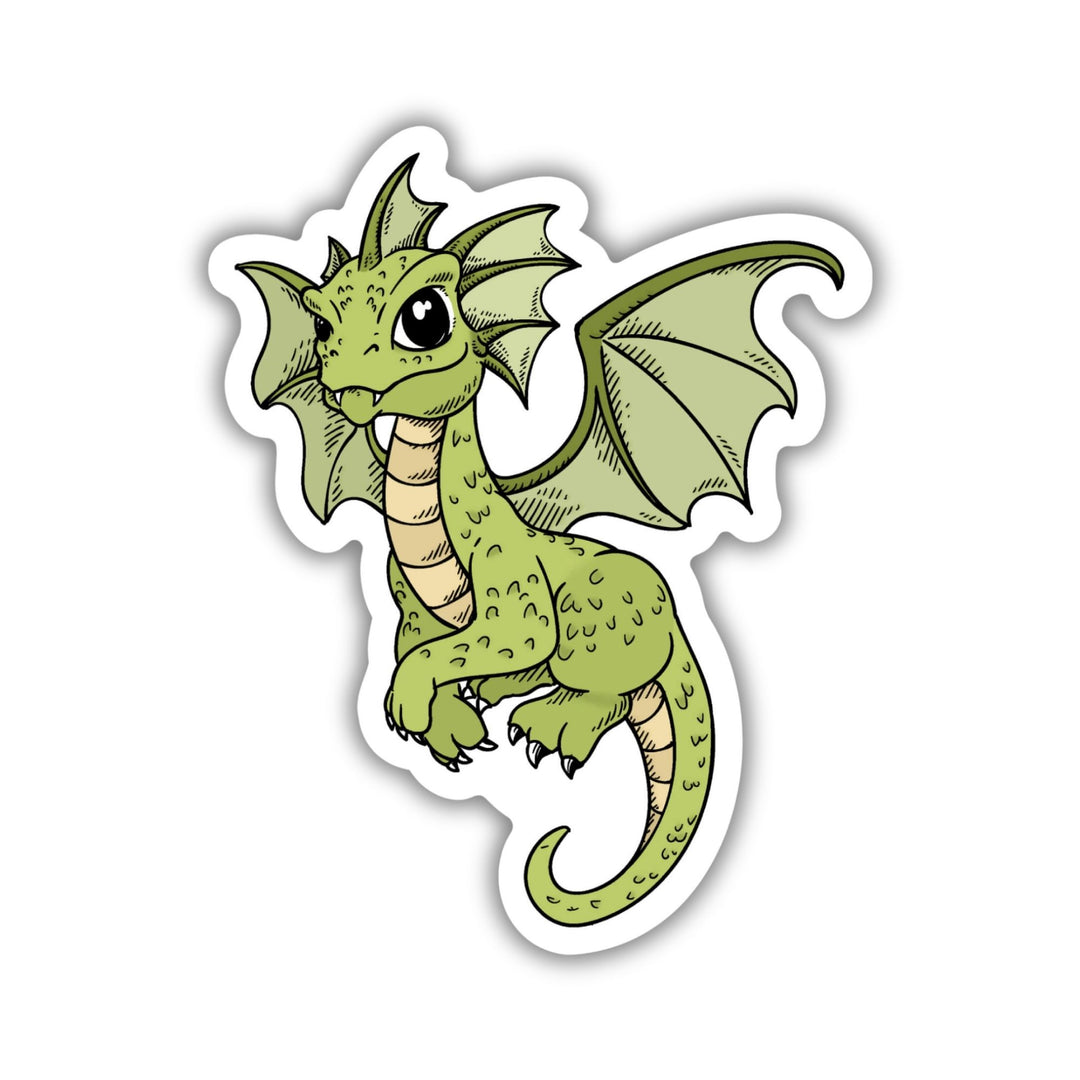 Green Flying Baby Dragon Sticker