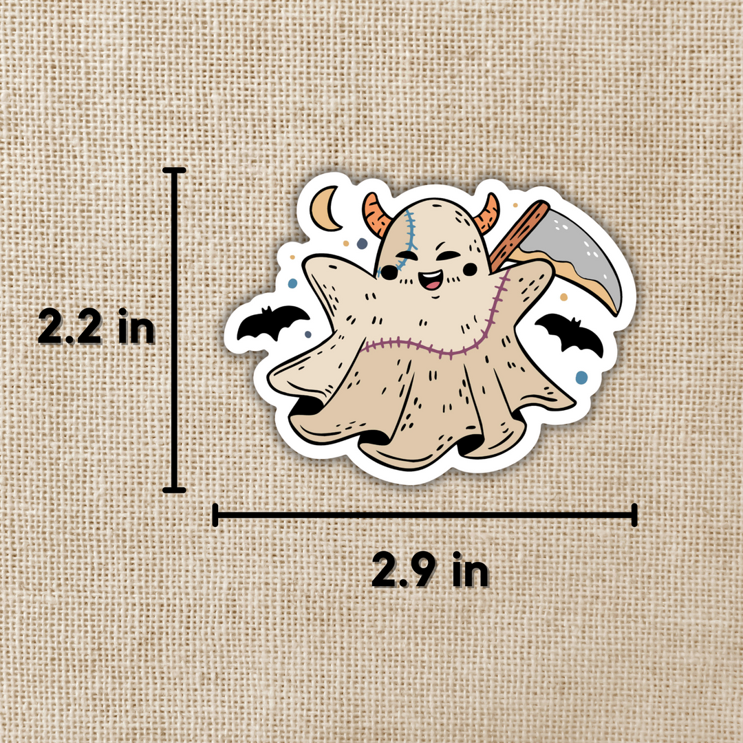 Cute Ghost with Scythe Sticker