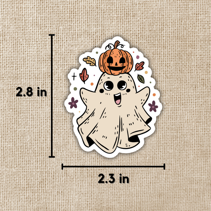 Cute Ghost With Pumpkin Sticker