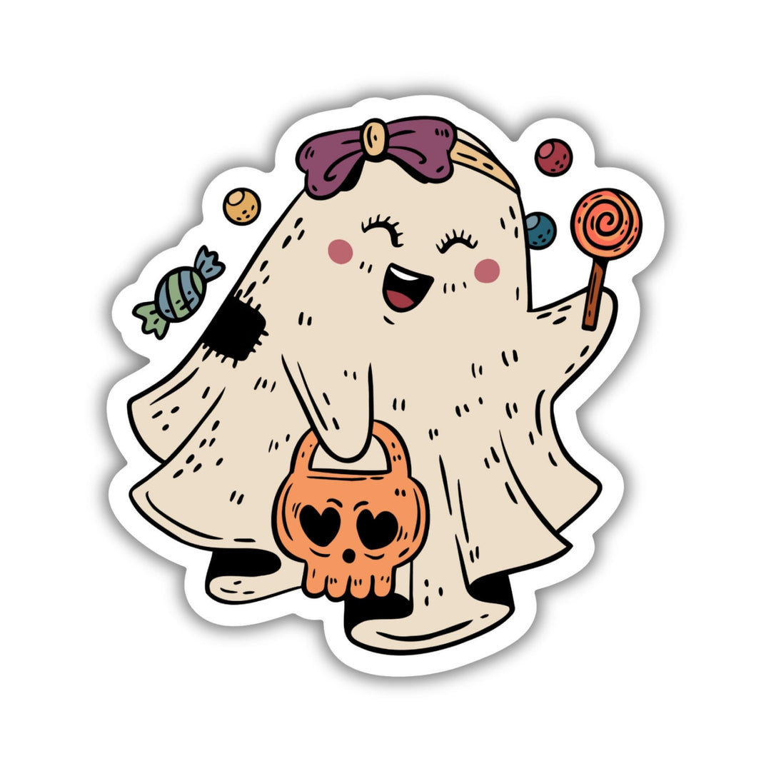 Cute Ghost Trick-or-Treating Sticker